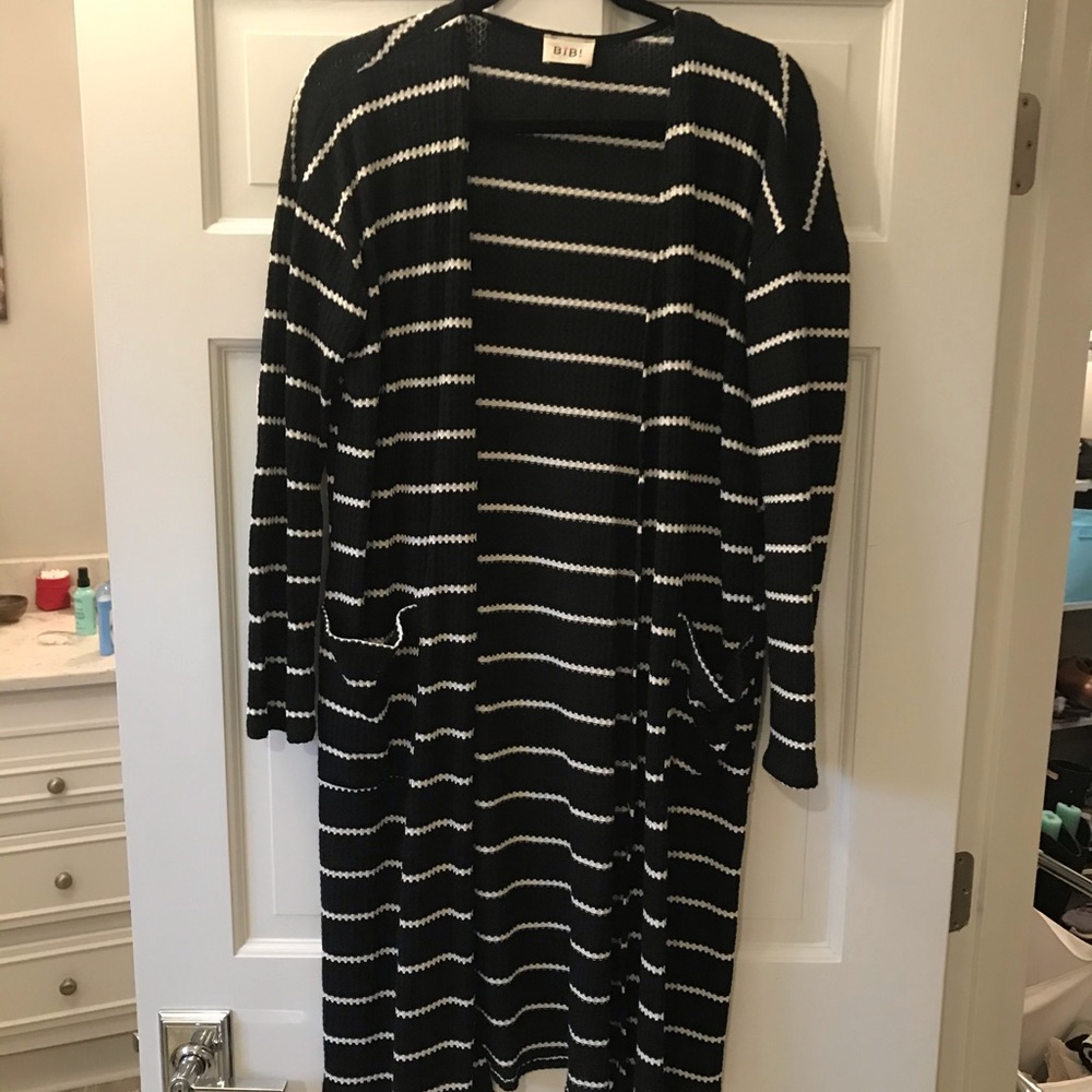 Striped open faced cardigan